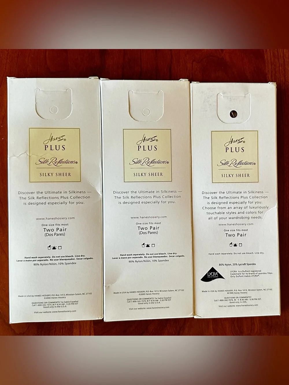 NIP Lot of 3 NOS Vintage 2000 Hanes Plus Silk Reflections Silky Sheer Kneehighs